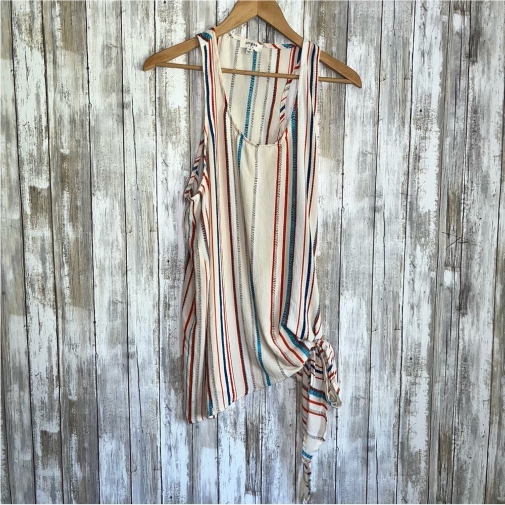 Umgee Striped Side Tie Tank - Picture 1 of 4